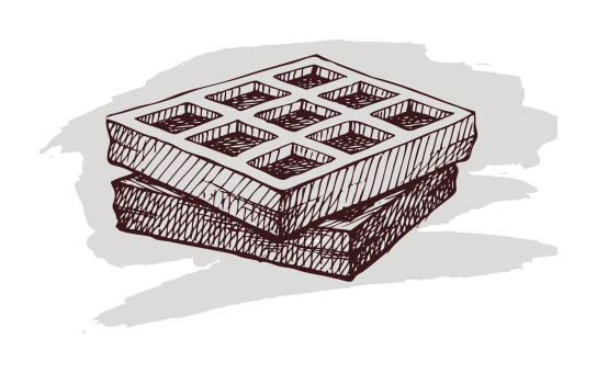 Ilustração da moldagem das barras de chocolate