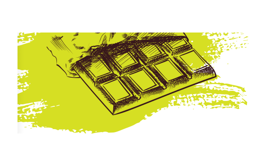 Ilustração da barra de chocolate Mahiange pronta para o consumo